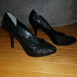 Black Glitter High Heels